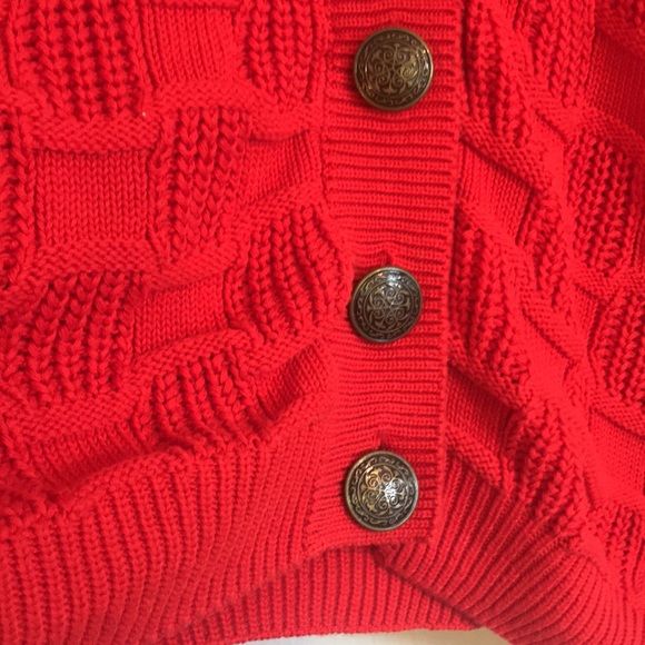 Retro 80’s cable knit cardigan 💯 cotton orange cropped mint condition - Picture 5 of 13